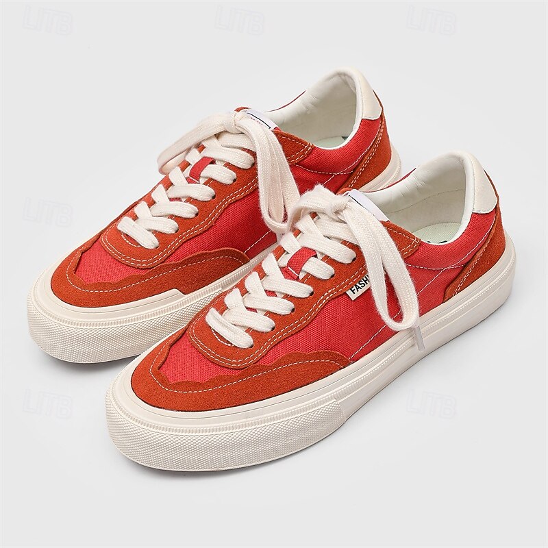 Men's Red Canvas Sneakers Vintage Casual Shoes for Walking Shopping and Weekend Outings4