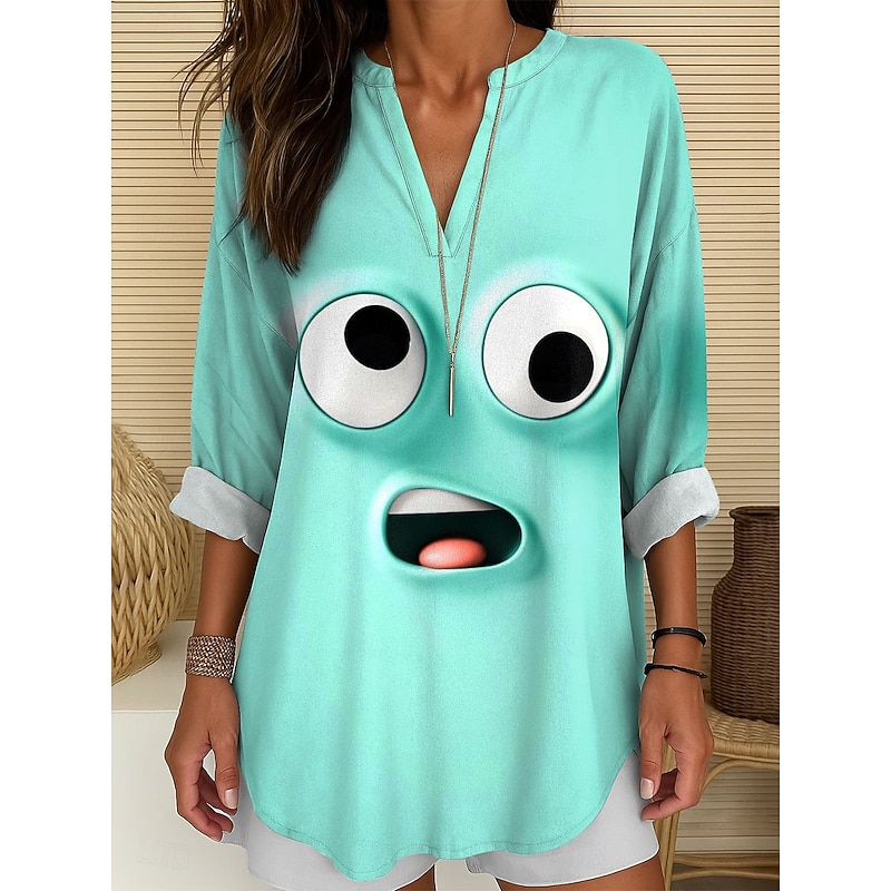 Women's Blouse Tunic V Neck Long Sleeve Boho Casual Tops Graphic Abstract Vintage Tropical Regular Tops Daily Wear Print Red Blue Purple