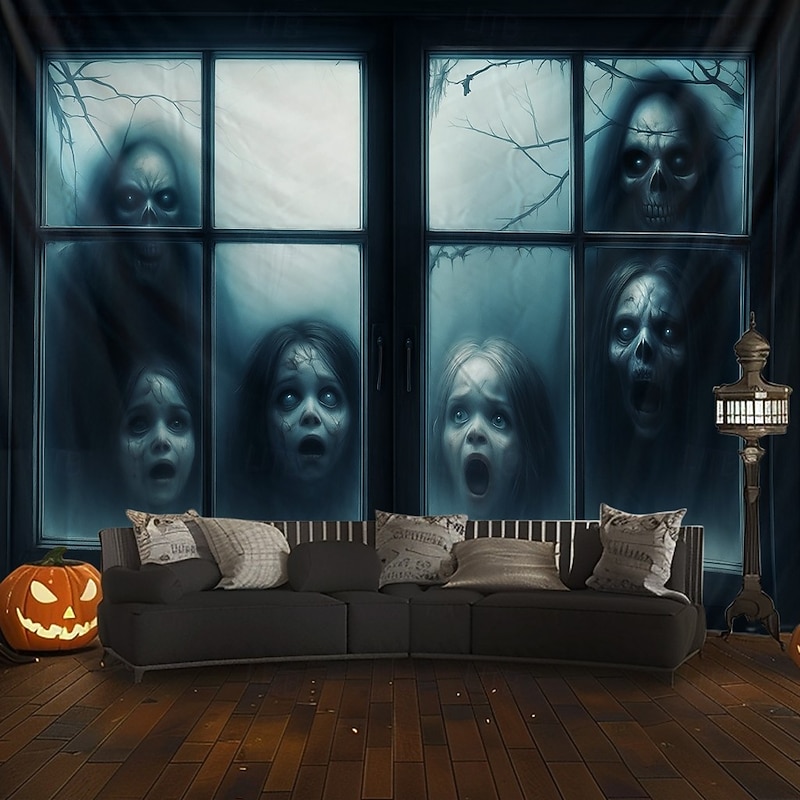 Halloween Hanging Tapestry Photograph Backdrop Jack O Lantern Wall Art Large Tapestry Mural Decor Blanket Curtain Home Bedroom Living Room 2025 Halloween Decoration Death Selfie