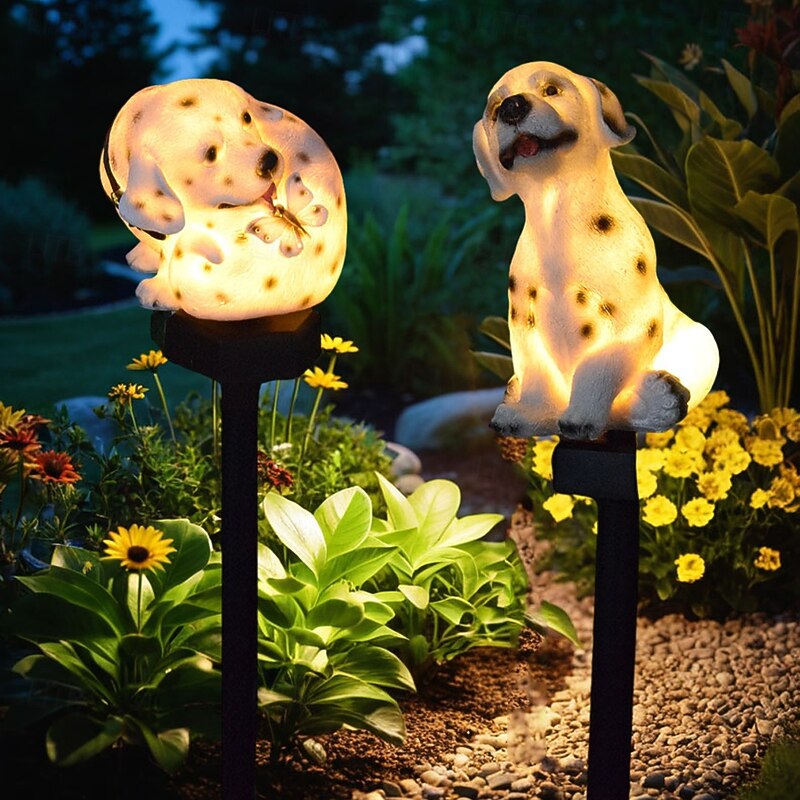 1 Pc Outdoor Solar Resin Spotted Dog Field Plug in Light Courtyard Lawn Path Landscape Layout Atmosphere Light Decorative Light Landscape Light