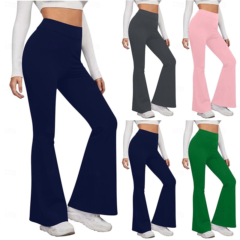 Women's Wide Leg Chinos Casual Calf-Length Natural Plain Wide Leg Comfy Breathability Casual Daily Black White Yellow Pink Spring Fall Regular Fit
