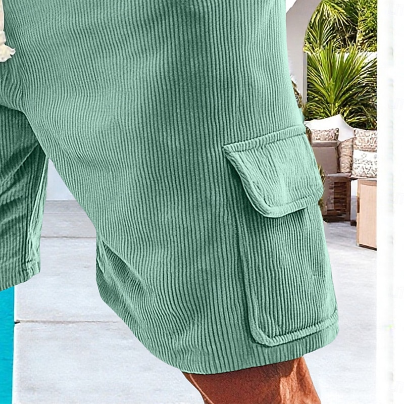 Men's Cargo Shorts Sweat Shorts Shorts Bermuda shorts Beach Shorts Elastic Waist Drawstring Multi Pocket Plain Comfort Sports Knee Length Outdoor Daily Running Vacation Ethnic Style Black Pink3