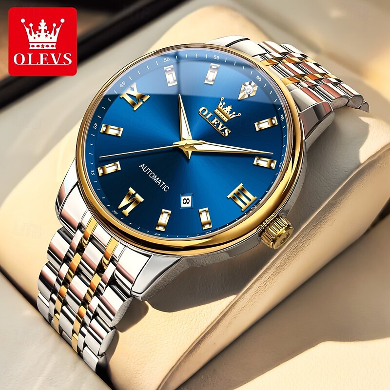 OLEVS Men Mechanical Watch Minimalist Fashion Business Wristwatch Automatic Self-winding Luminous Calendar Waterproof Steel Watch2