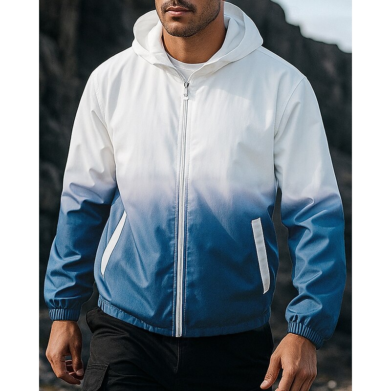 Men's Softshell Jacket Hiking Jacket Hardshell Jacket Outdoor Waterproof Windproof Hiking Outfits Hiking Clothes Spring Autumn / Fall Top Camping / Hiking / Caving Running Gradient Blue Dark Blue4