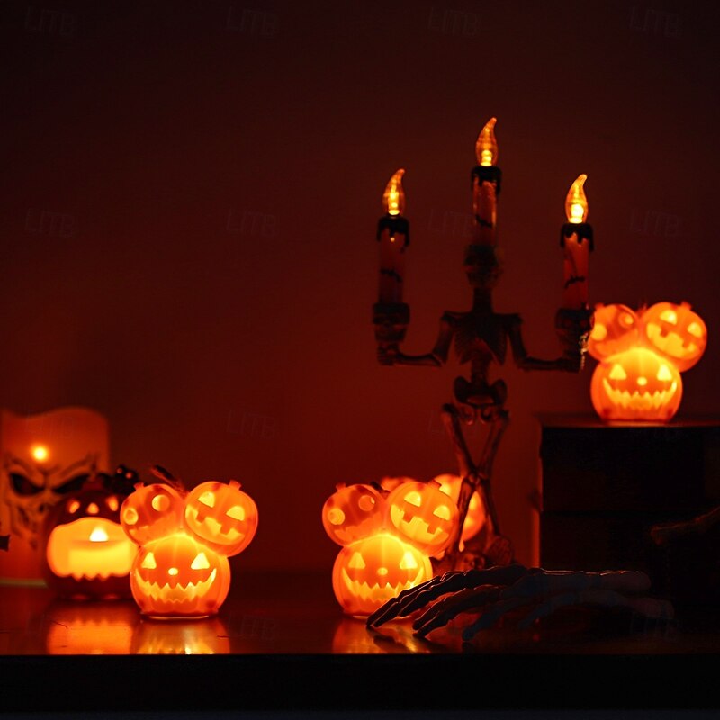 1 Pc Halloween Pumpkin Lantern Luminous Decorative Prop 3 Head Mutant Pumpkin Lantern Atmosphere Ornament Lamp3