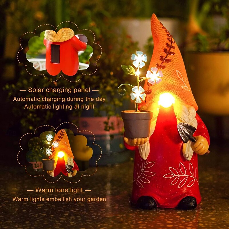 1 Pc Outdoor Waterproof Solar Goblin Dwarf Decorative Light Courtyard Garden Lawn Path Landscape Light Halloween Christmas Decoration4