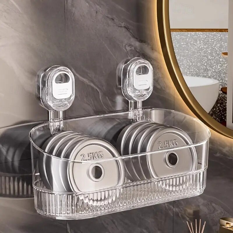 Wall-Mounted Suction Cup Storage Rack Strong Adhesive No-Drill Hanging Storage Box for Shower Supplies and Cosmetics3