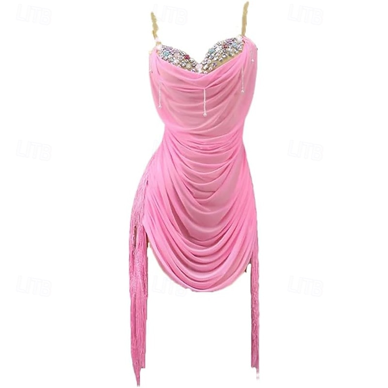 Latin Dance Dress Rhinestone Tassel Women's Performance Salsa Dance Clothes  Sleeveless Samba Cha Cha Rumba Stage Dancewear3