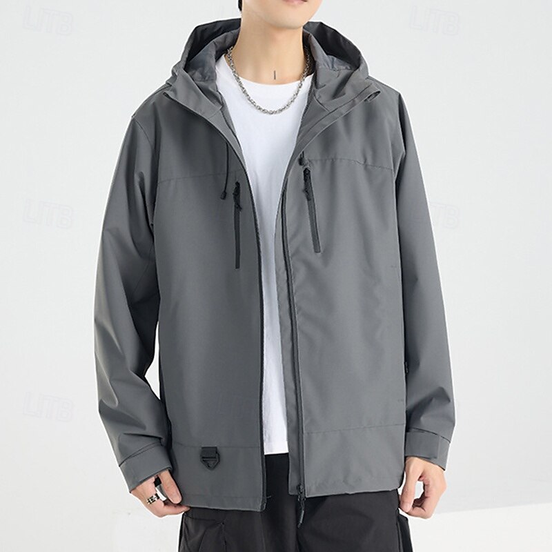 Men's Windbreaker Softshell Jacket Hiking Jacket Outdoor Waterproof Windproof Hiking Outfits Hiking Clothes Spring Autumn / Fall Top Camping / Hiking / Caving Running Solid Color Black White Purple