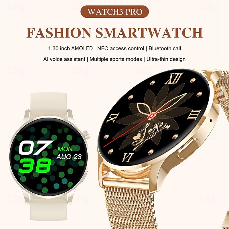 Watch3 Pro Smart Watch 1.3 inch Smartwatch Fitness Running Watch Bluetooth Pedometer Call Reminder Activity Tracker Sleep Tracker Heart Rate Monitor Compatible with IP 67 Women Heart Rate Monitor4