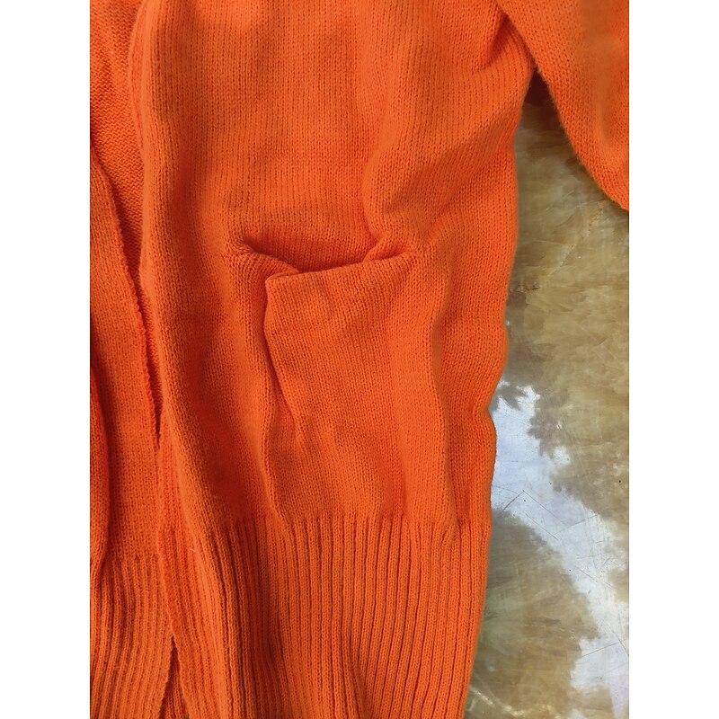 Women's Winter Coat Comfortable Breathable Pocket Fashion Daily Plain Outdoor Casual Daily Open Front Regular Collarless Regular Fit Long Sleeve Outerwear Orange Spring Fall4