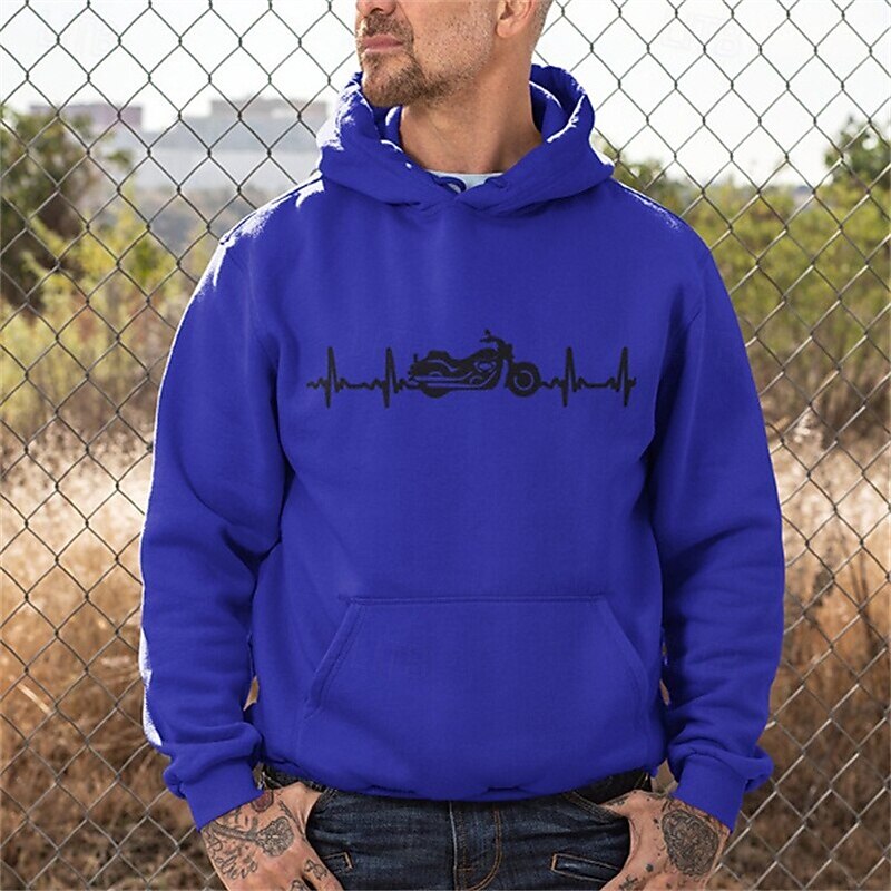 Men's Hoodie White Yellow Red Blue Green Hooded Motorcycle Pocket Print Sports & Outdoor Daily Holiday Polyester Streetwear Basic Casual Spring Fall Clothing Apparel Hoodies Sweatshirts4