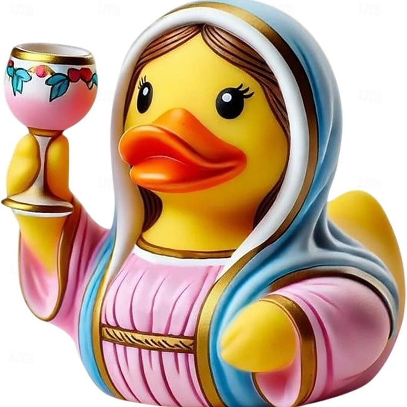 Jesus Mary Duck Figurine Resin Duck Statue Religious Home Decor Gift, Funny Catholic Rubber Duck Sculpture for Desk, Shelf, or Tabletop Display4