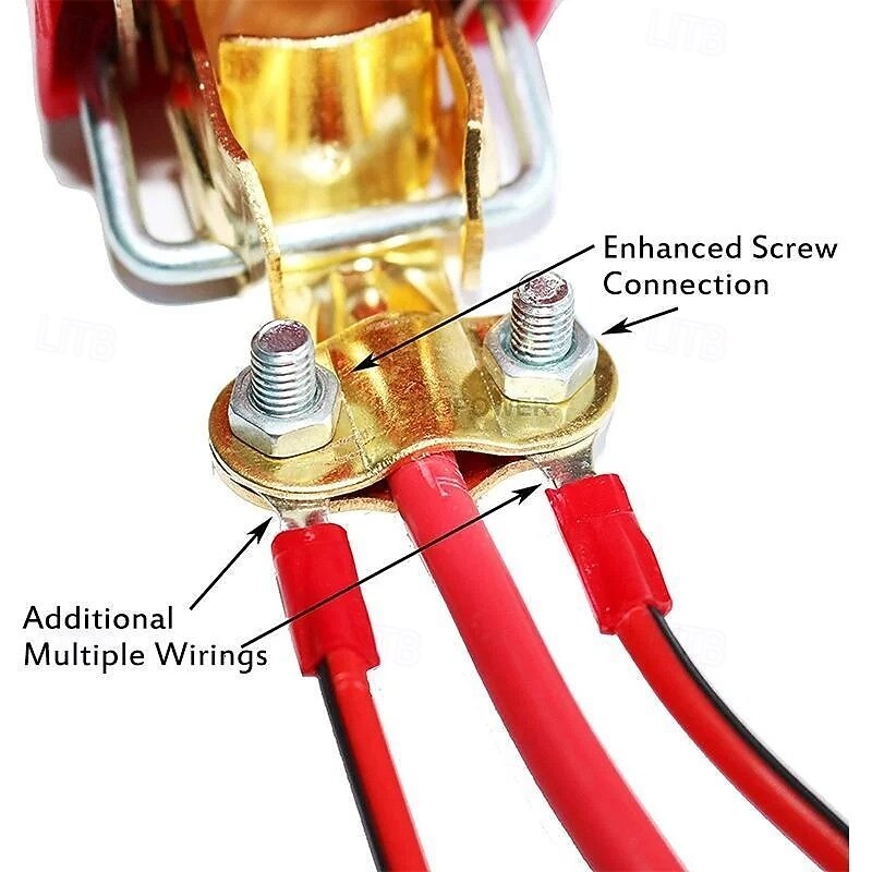 2 Pcs Quick Battery Terminal Disconnect Switch Set Copper Car Battery Clamp Protector Anti-Theft Power Cut Off Quick Release Connector2