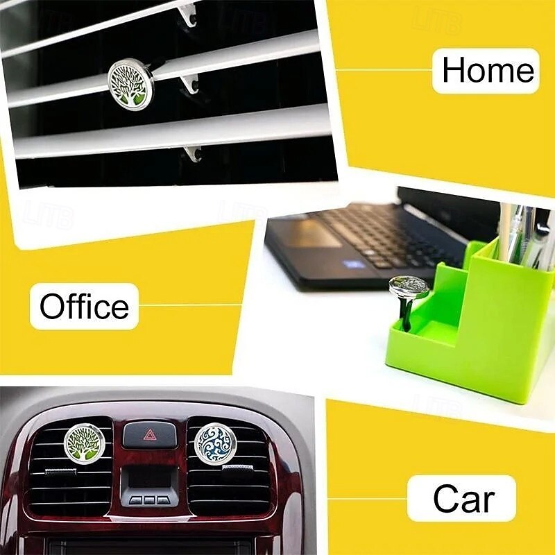 1 Set Car Air Freshener Stainless Steel Essential Oil Diffuser Clip Car Interior Decoration Vent Clip Aromatherapy Perfume Ornament Fragrance Accessory for Vehicle2