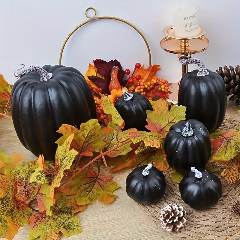 7pcs/set Garden Festival Decoration 7pcs Simulated Pumpkin Model Fake Vegetables DIY Crafts Home Birthday Wedding Halloween Decoration Party House Decoration Perfect Holiday Gift