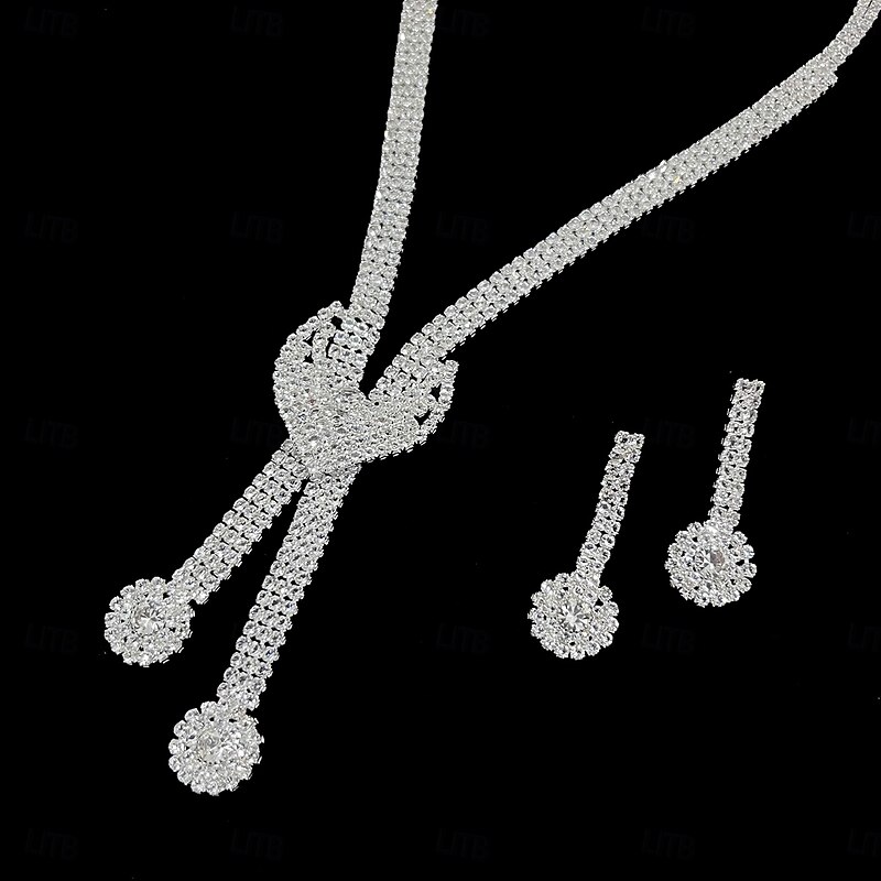 Bridal Jewelry Sets One-piece Suit Alloy Earrings Necklace Women's Stylish Luxury Cute Geometrical Joy Geometric Jewelry Set For Party3