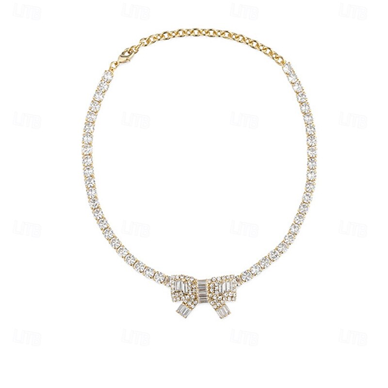 Choker Necklace Rhinestones Women's Fashion Personalized Artistic Tassel Fringe Bowknot Wedding Circle Necklace For Wedding Party Daily3