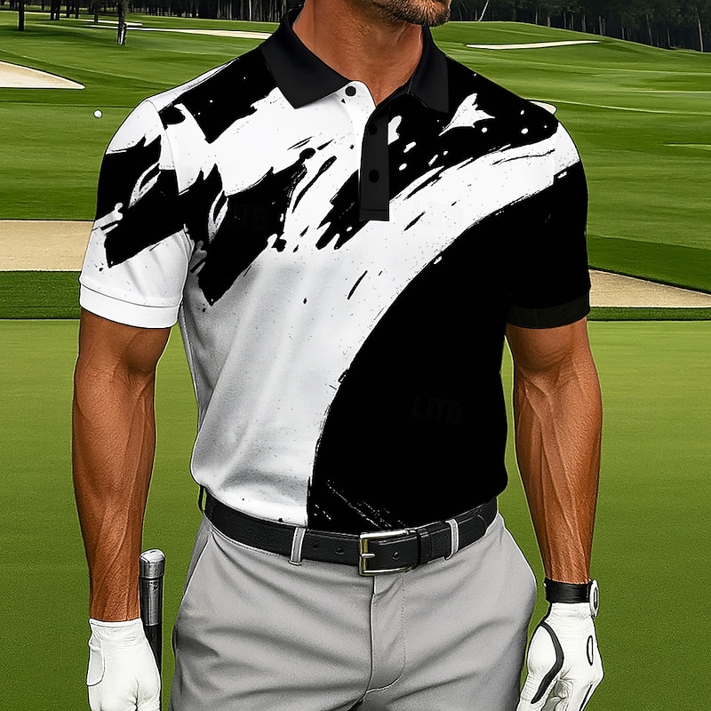 Men's Color Block Golf Polo Sports Polo Shirts Short Sleeve Polo Shirts Collared Shirts Casual Athleisure Outdoor clothing Daily Wear Buttons Summer White Yellow Red4