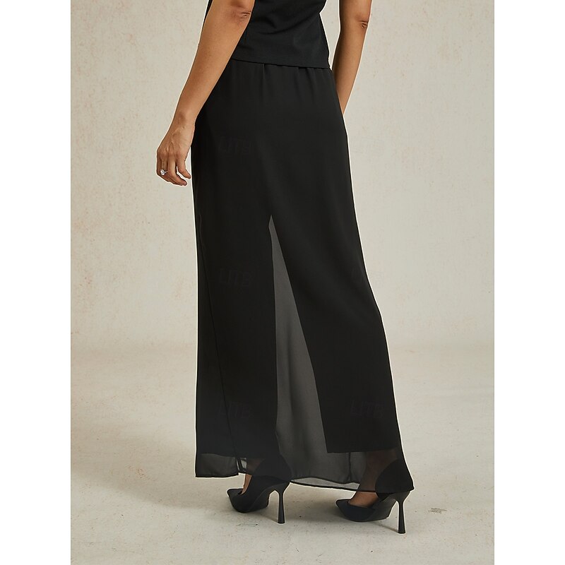 Women's Culottes Wide Leg Elegant Vacation Fashion Long High Waist Black Summer Spring Fall2