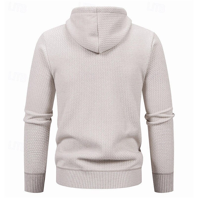 Men's Cardigan Sweater Cropped  Sweater Zip Sweater Knit Sweater Ribbed Knit Regular Tops Pocket Plain Hooded Fashion Classic Vacation Daily Wear Clothing Apparel Fall Winter Black Dark Gray S M L4