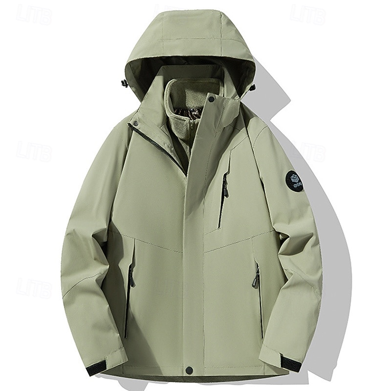 Men's Hiking Jacket Outdoor Waterproof Windproof Hiking Outfits Hiking Clothes Spring Autumn / Fall Top Camping / Hiking / Caving Running Solid Color Black White Purple