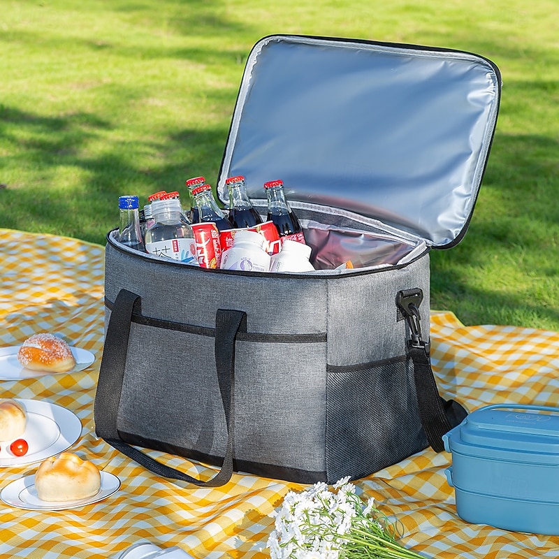 Lunch Bag for Women and Men for Back to School Office Picnic Hiking Beach 35 Liter Waterproof Oxford Cloth Insulated Cooler Bag Outdoor Camping Delivery Lunch Box Tote4