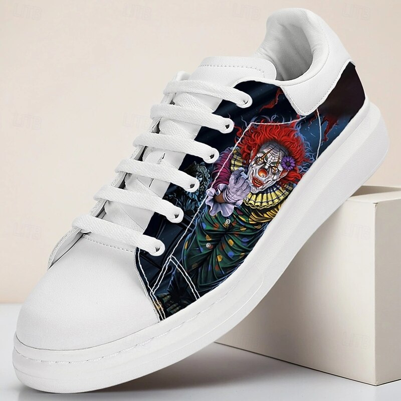Men's Limited Edition Vincent Hie Clown Art Sneakers – Halloween Graphic Casual Shoes for Horror Fans and Streetwear Style