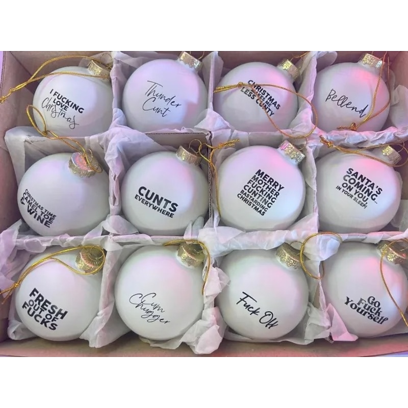 12 PCS Funny Christmas/Halloween Ornament, Funny Ornament Balls Christmas Ornament, Xmas Holiday Gag Gifts Sweary Bauble Bundle Christmas/Halloween Decorations2