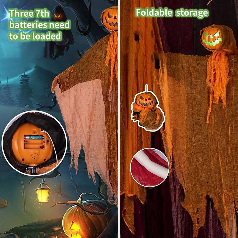 Ghostly Halloween Glowing Pumpkin Skeleton Pendant Decoration Fun Activity for All Age Halloween Themed Decorations Children and Adults4