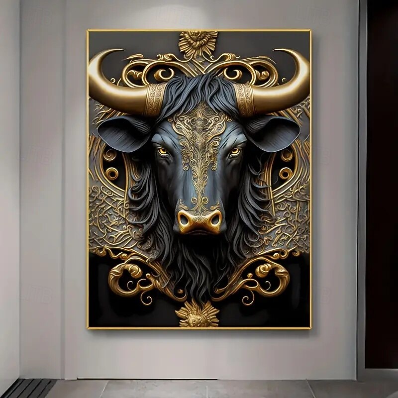 1pc Frameless Modern Bull Gold Art Decorative Canvas Poster For Bedroom And Living Room Decoration4