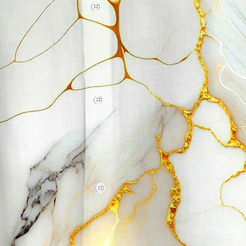 Men's Gradient Waves Marble Shirt Button Up Shirt Long Sleeve Fashion Casual Vacation Daily Streetwear Spring Fall Turndown 3D Print Collared Shirts Front One Pocket White3