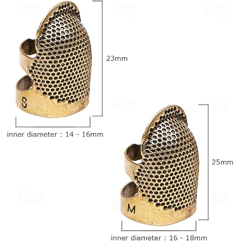 4 Pack Sewing Thimble Finger Protector Adjustable Finger Metal Shield Protector Pin Needles Sewing Quilting Craft Accessories DIY Sewing Tools Needlework(2 Sizes)2