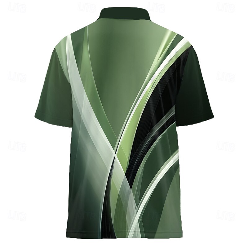 Men's Geometric Abstract Polo Short Sleeve Polo Shirts Lapel Casual Athleisure 3D Print Buttons Summer Blue Purple Green4