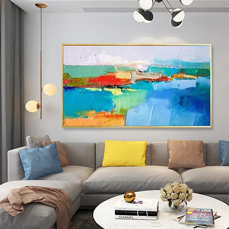 Oil Painting Hand-painted Wall Art Abstract Knife Painting Sea View Home Decoration Decoration Scroll Canvas Frameless Unstret3