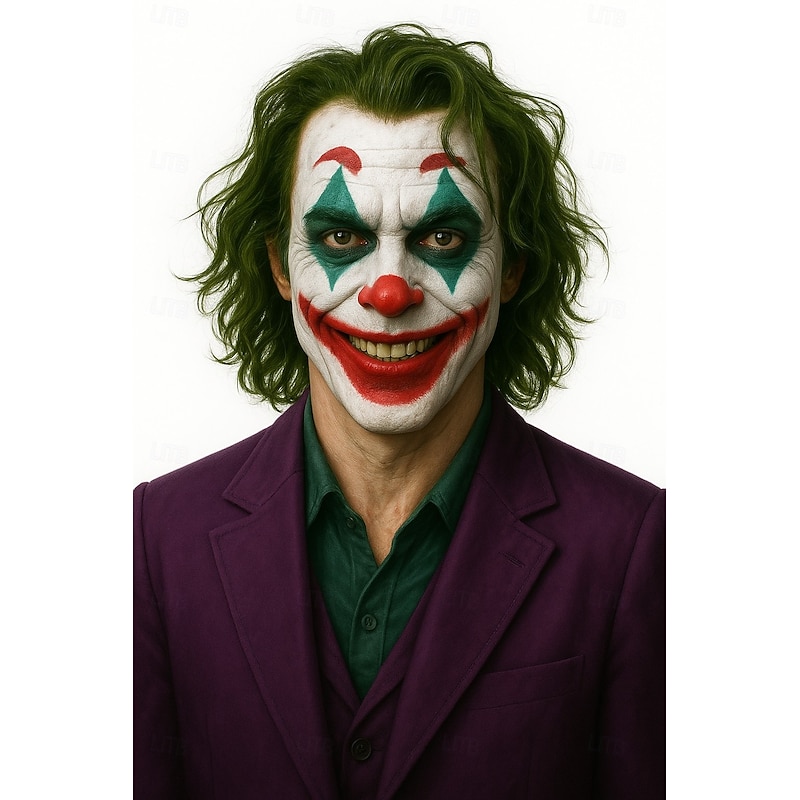 Adult Men Bald Short Bob Curly Dark Green Joker Wig  Cosplay Anime  Wig Halloween Wigs St.Patrick's Day Wigs