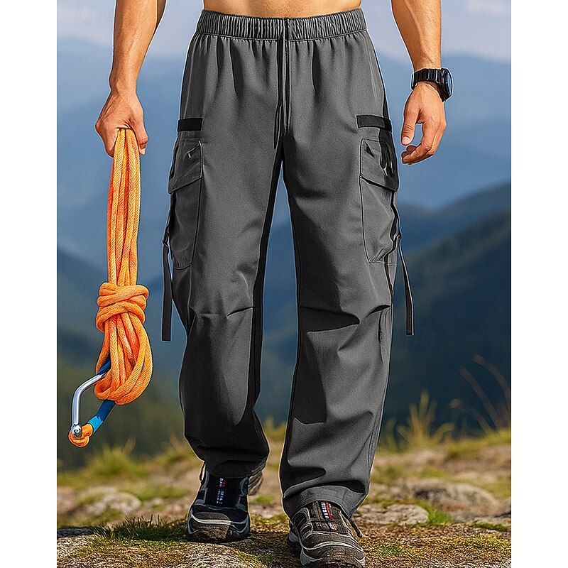 Men's Cargo Pants Waterproof pants Outdoor Regular Fit Waterproof Windproof Bottoms Drawstring Pocket Elastic Waist Black Army Green Camping / Hiking Running S M L XL4