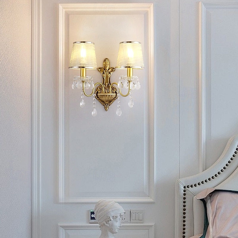 Wall Sconces Gold 1/2 Light Wall Sconce, Modern Wall Light Fixtures, Farmhouse Wall Sconces with Clear Glass Shade, Wall Lights for Living Room, Bedroom, Stair, Bathroom, Hallway 110-240V