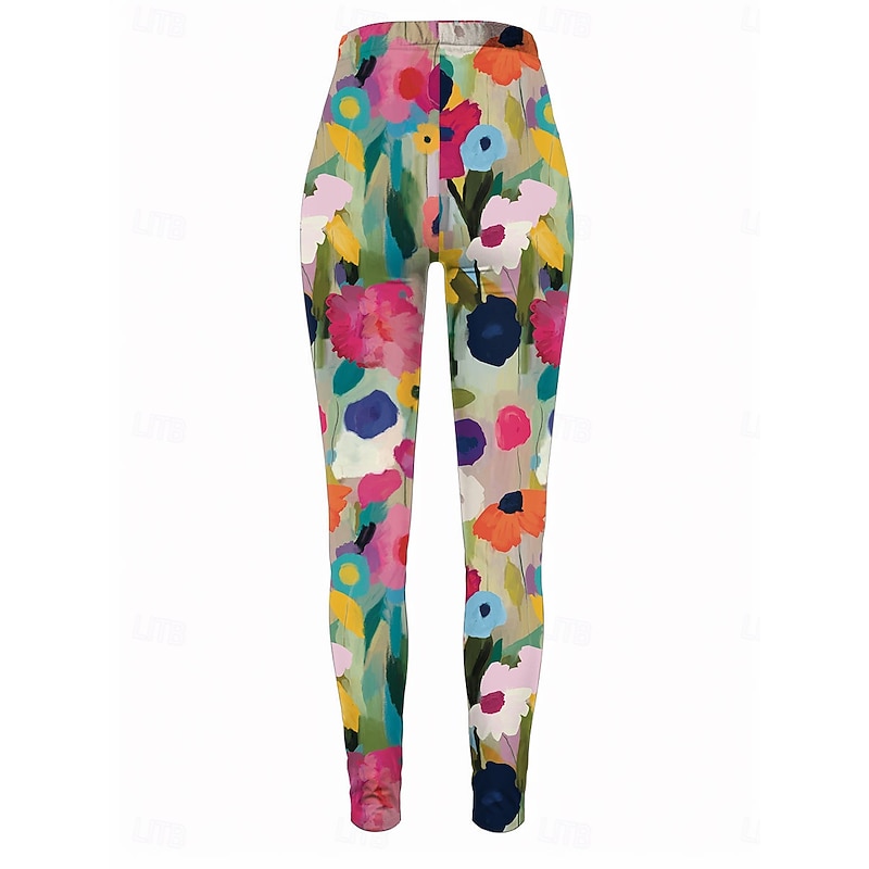 Women's Leggings Vacation Vintage Fashion Ankle-Length High Waist Floral Graphic Printing Soft Breathable Stretchy Formal Outdoor Vacation Robin's Egg Blue Red Amethyst Spring Fall Winter Regular Fit2
