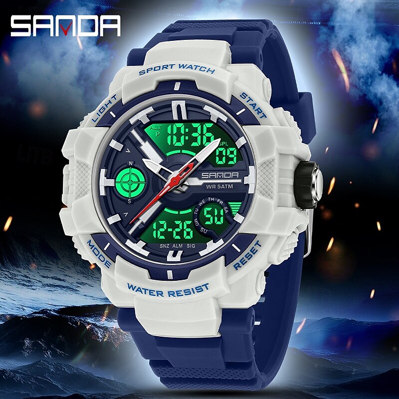 SANDA Women Men Digital Watch Outdoor Sports Fashion Casual Luminous Calendar Date Week Waterproof Silicone Watch4