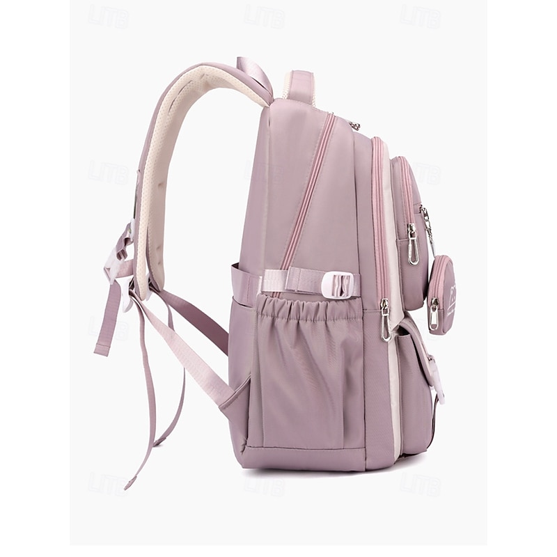 Teen Waterproof Colorblock Backpack with Bear Coin Purse, Multi-Layer Storage and Side Pockets - School Backpack for Boys and Girls4