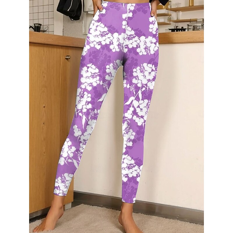 Women's Leggings Vacation Vintage Fashion Ankle-Length High Waist Floral Graphic Printing Soft Breathable Stretchy Vacation Casual Daily Pink Blue Purple Green Spring Fall Slim Fit4