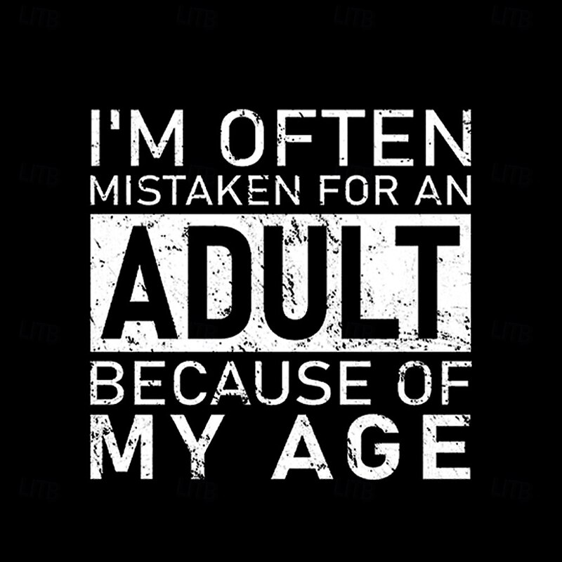 Men's Funny 'I'm Often Mistaken for an Adult Because of My Age' Graphic Short Sleeve Henley T-Shirt, Ribbed Casual Top2