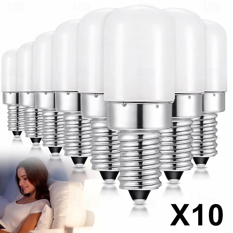 10 Pcs 2W E14 LED Fridge Light Bulb Refrigerator Corn bulb AC 220V LED Lamp White/Warm white SMD2835 Replace Halogen Light