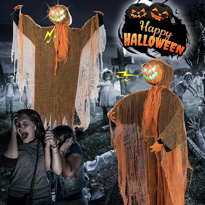 Ghostly Halloween Glowing Pumpkin Skeleton Pendant Decoration Fun Activity for All Age Halloween Themed Decorations Children and Adults3