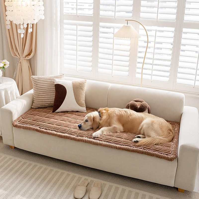 Lazy Soft Sofa Cover For Dogs Box Cushion Flannel Breathable Pet Mat Non-slip Couch Cover Pet Friendly
