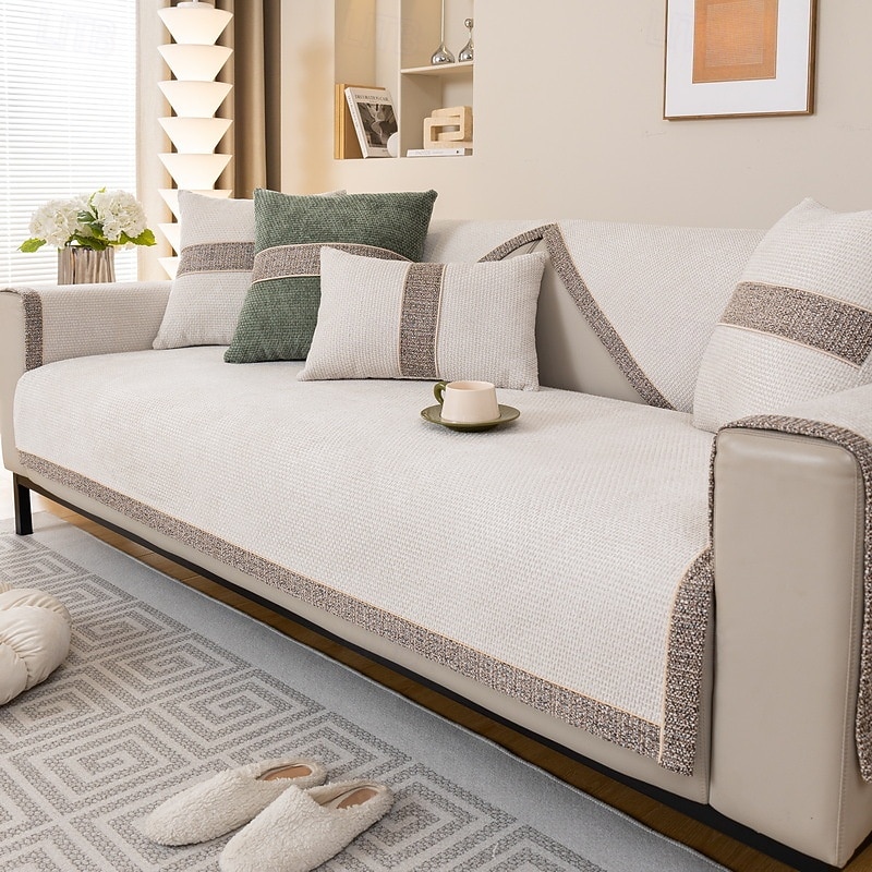 All-Season Sofa Cover For Dog Modern Tweed Woven Chenille Anti-Slip Couch Cover Pet Friendly2