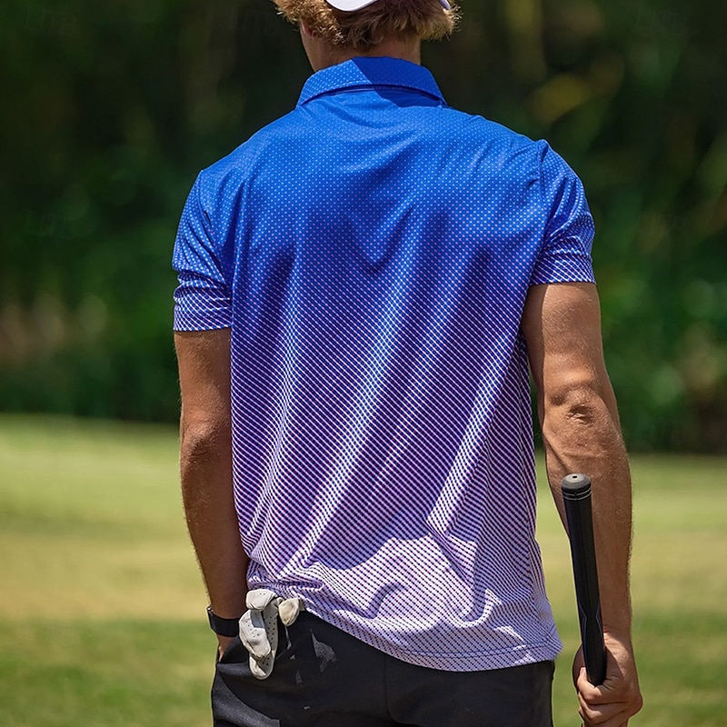 Men's Gradient Golf Polo Sports Polo Shirts Short Sleeve Polo Shirts Collared Shirts Sportswear Casual Athleisure Outdoor clothing Daily Wear 3D Print Buttons Summer Blue3