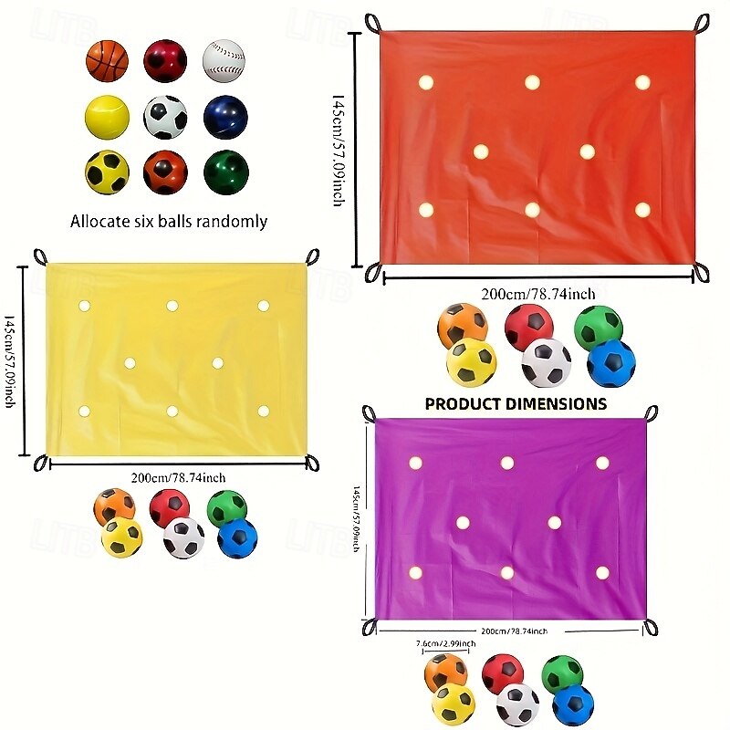 Team Building Game Set - Throw Ball on Cave Mat 78x57 Inches - Includes 6 Randomly Colored Balls in 3 Colors Perfect for Work or Casual Gatherings Ideal Easter Gift for Him/Her No Batteries Requir2