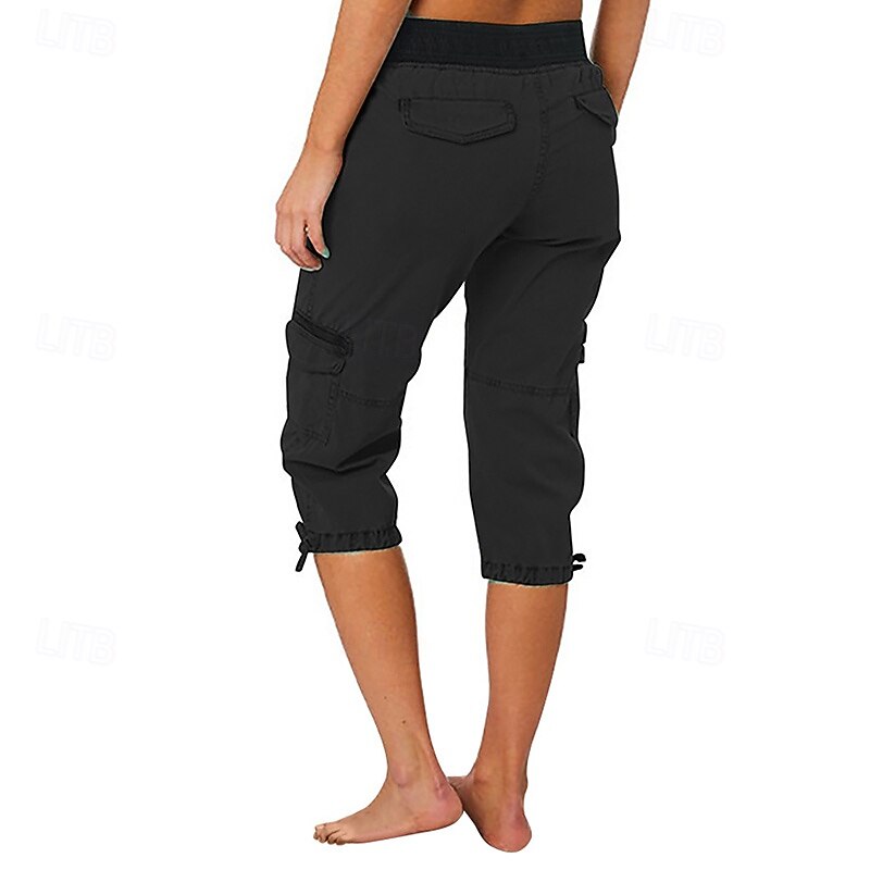 Women's Cargo Pants Hiking Pants Trousers Summer Outdoor Regular Fit Breathable Bottoms Pocket Black Army Green Cotton Camping / Hiking Running S M L XL XXL4